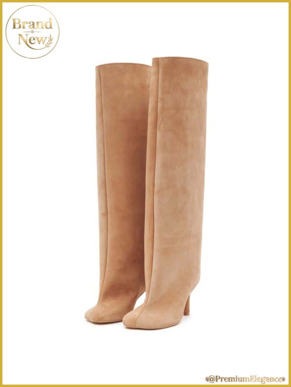 Faux Suede Knee High Wide Calf Boots Square Toe Slouchy Fall Booties